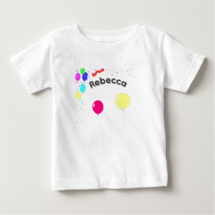 "Rebecca" Mädchenname mit Luftballons, Baby T-shirt