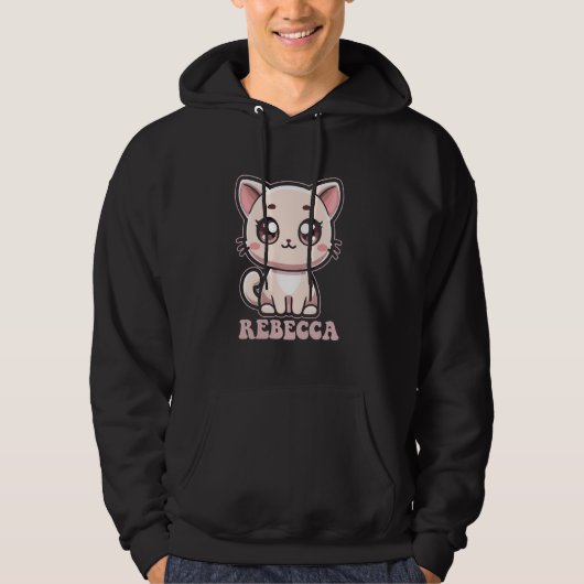 Rebecca Niedlich Kitty Cat Design für Mädchen Name Hoodie (Vorderseite)