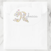 Rebecca oder Ihr Name beginnend mit dem R-Etikett Ovaler Aufkleber (Tasche)