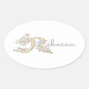 Rebecca oder Ihr Namensanfang mit r-Aufkleber Ovaler Aufkleber