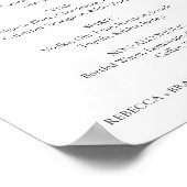 Rebecca Simple Calligraphy Drinks Wedding Sign Poster (Ecke)