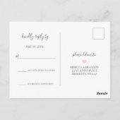 Rebecca Simple Elegant Calligraphy Wedding RSVP Postkarte (Rückseite)