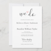 Rebecca Simple Modern We Do & Pink Heart Wedding Einladung (Vorderseite)