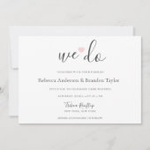 Rebecca Simple Modern We Do & Pink Heart Wedding I Einladung (Vorderseite)