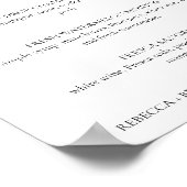 Rebecca Simple Signature Drinks Hochzeitszeichen Poster (Ecke)