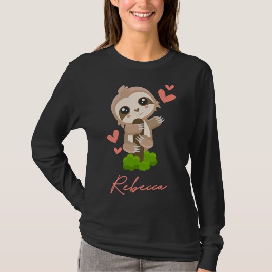 Rebecca Sloth Baby Girl Niedlich Hearts T-Shirt (Vorderseite)