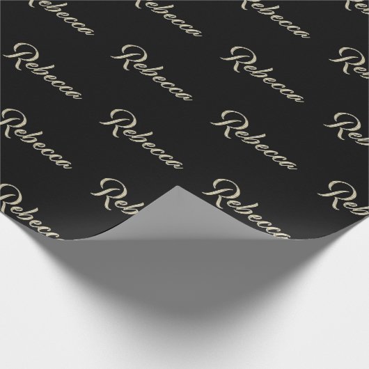 Rebecca white gold Handwriting Geschenkpapier (Ecke)