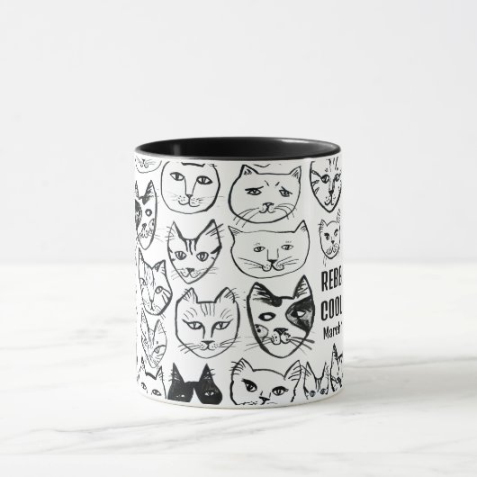 Rebecca's Coole Katzen Niedlich Funny Cat CUSTOM Tasse (Zentrum)