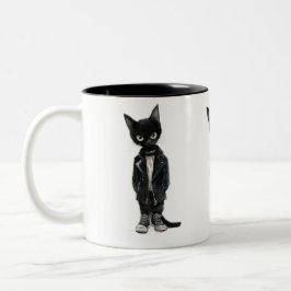 Rebel Cat Mug – Moody, Snarky & Dressed to Sass Zweifarbige Tasse