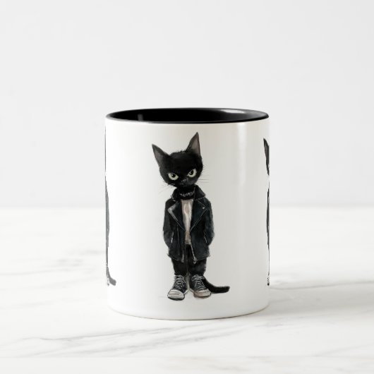 Rebel Cat Mug – Moody, Snarky & Dressed to Sass Zweifarbige Tasse (Mittel)