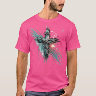 Rebel Faith Christlich Cross Punk Art Grunge Crown T-Shirt