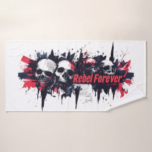 "Rebel Forever" - Edgy Skull Graphic Design Badehandtuch