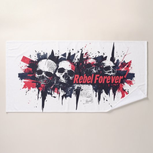 "Rebel Forever" - Edgy Skull Graphic Design Badehandtuch (Badehandtuch)