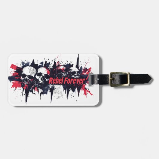 "Rebel Forever" - Edgy Skull Graphic Design Gepäckanhänger (Vorderseite horizontal)