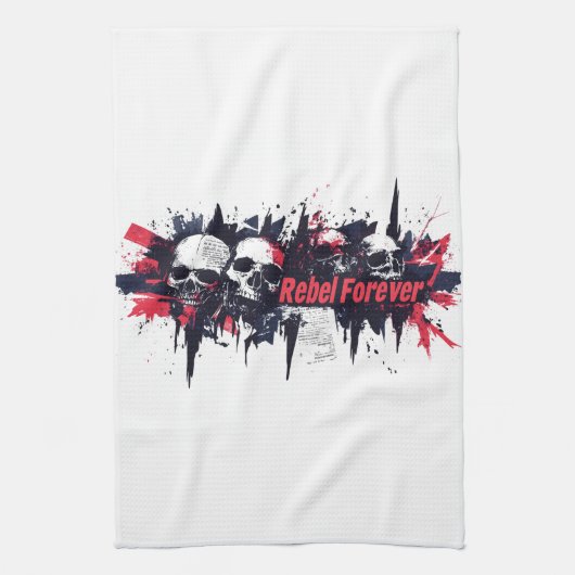 "Rebel Forever" - Edgy Skull Graphic Design Geschirrtuch (Vertikal)