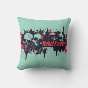 "Rebel Forever" - Edgy Skull Graphic Design Kissen