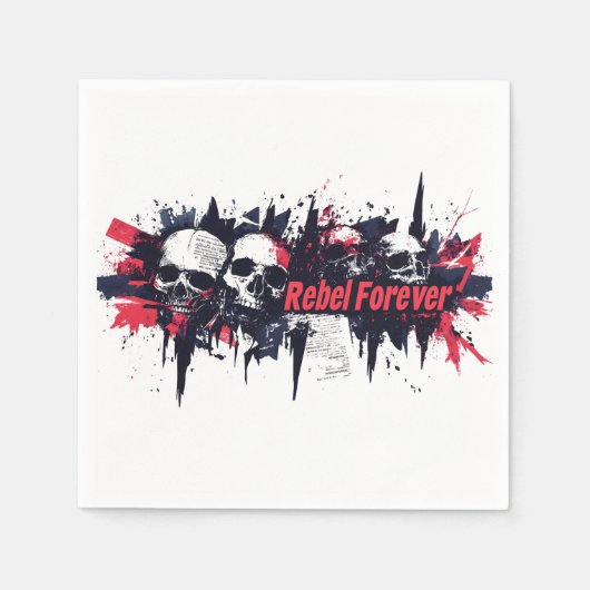 "Rebel Forever" - Edgy Skull Graphic Design Serviette (Vorderseite)