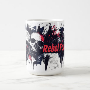 "Rebel Forever" - Kantiges Totenkopf-Grafikdesign Kaffeetasse