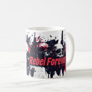 "Rebel Forever" - Kantiges Totenkopf-Grafikdesign Kaffeetasse