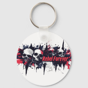 "Rebel Forever" - Kantiges Totenkopf-Grafikdesign Schlüsselanhänger