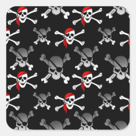 Rebel Pirate White Skulls and Bones Pattern Quadratischer Aufkleber