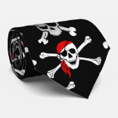 Rebel Pirate White Skulls and Bones Pattern Servin Krawatte (Gerollt)