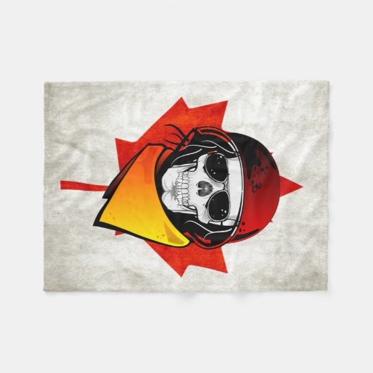 Rebel Skull erschüttert kanadische Flagge Fleecedecke (Vorderseite (Horizontal))