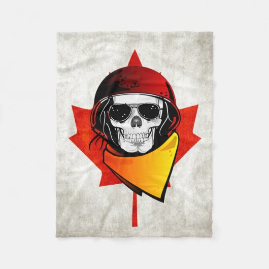Rebel Skull erschüttert kanadische Flagge Fleecedecke (Vorderseite)