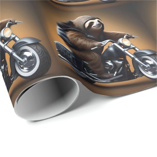 Rebel Sloth: Ein lederverkleidetes Motorrad Geschenkpapier (Rolleneckpunkt)