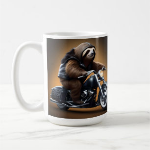 Rebel Sloth: Ein lederverkleidetes Motorrad Kaffeetasse