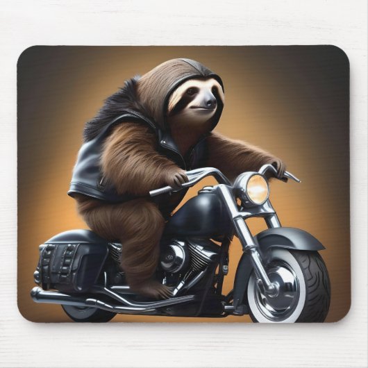 Rebel Sloth: Ein lederverkleidetes Motorrad Mousepad (Vorne)