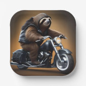 Rebel Sloth: Ein lederverkleidetes Motorrad Pappteller (Vorderseite)