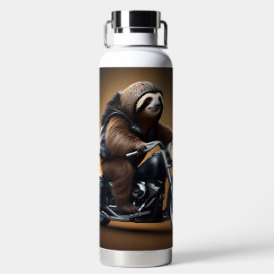 Rebel Sloth: Ein lederverkleidetes Motorrad Trinkflasche