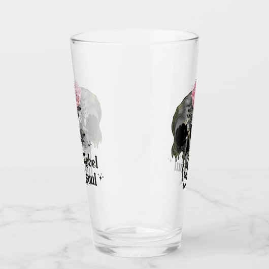Rebel-Soul - Gothischer Schädel mit rosa Rose Glas (Rechts)
