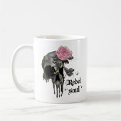 Rebel-Soul - Gothischer Schädel mit rosa Rose Kaffeetasse (Links)