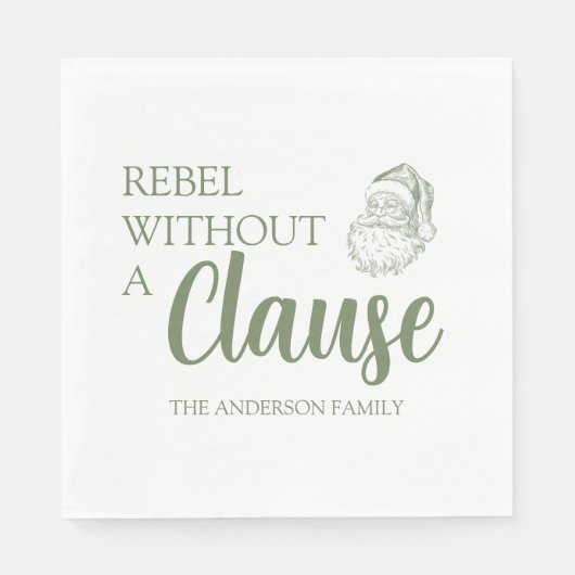 Rebel Without A Clause Christmas Santa Green Serviette (Vorderseite)