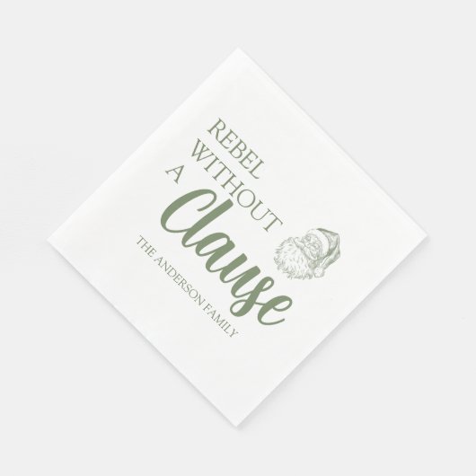 Rebel Without A Clause Christmas Santa Green Serviette (Ecke)