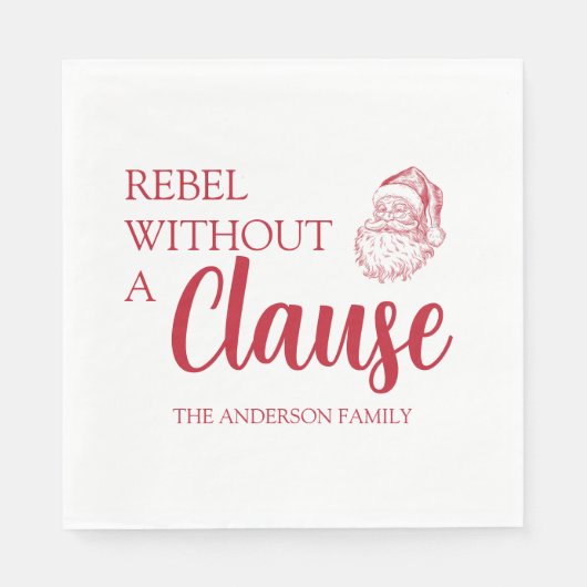 Rebel Without A Clause Christmas Santa Serviette (Vorderseite)