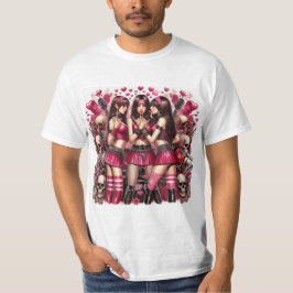Rebeldía Rockera: Belleza y Pasión en Rosa y Rojo T-Shirt