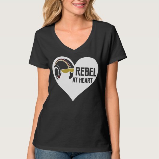 Rebell an der Hanes der Herz-Frauen Nano-V-Hals T T-Shirt (Vorderseite)