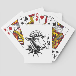 Rebell-Schaf – Grafik im Punk-Tattoo-Stil Spielkarten