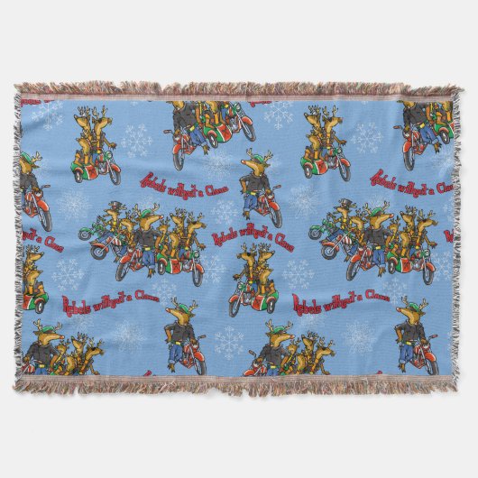 Rebellen ohne Claus Reindeer Blue Holiday Decke (Vorderseite)