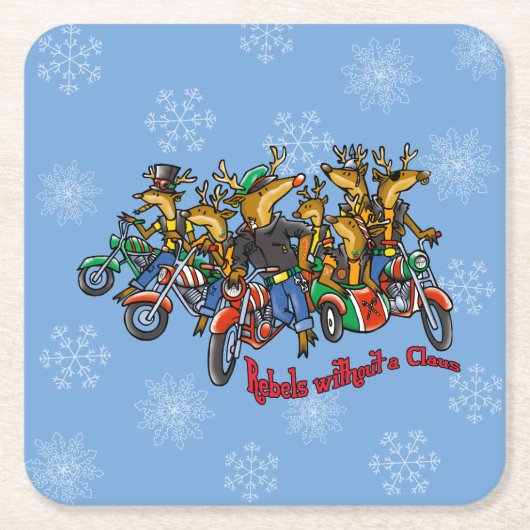 Rebellen ohne Claus Reindeer Blue Holiday Rechteckiger Pappuntersetzer (Vorderseite)