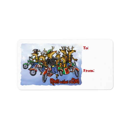Rebellen ohne Claus Reindeer Holiday Cartoon Adressaufkleber (Vorne)