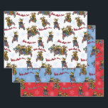 Rebellen ohne Claus Rentier Holiday Trio Geschenkpapier Set<br><div class="desc">Humoristische Darstellung der Rentiermotorradgang auf der Suche nach ihrem Führer,  dem Weihnachtsmann. Dieses Design ist auf einer Vielzahl von Produkten für die Zuhause und Bekleidung für die ganze Familie erhältlich. Dieses Trio besteht aus weißem,  rotem und blauem Hintergrund.</div>