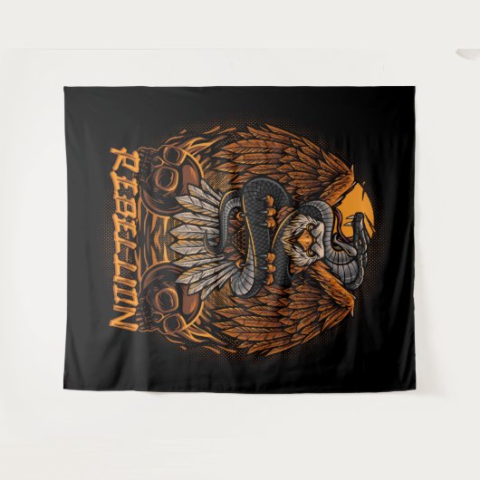 Rebellion Bald Adler, Schlange und Schädel Wandteppich (Vorderseite (Horizontal))