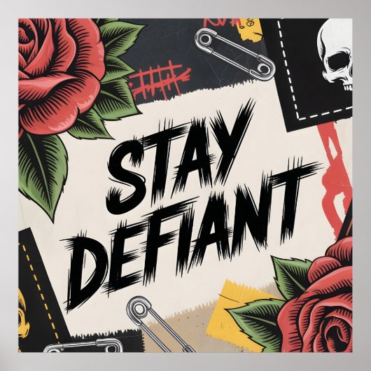 Rebellious Design: "Stay Defiant" Punk Slogan Poster (Vorne)
