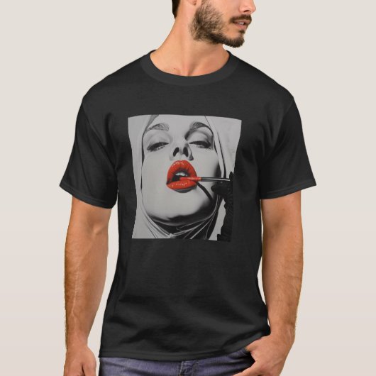 rebellious nun with lipstick, rebellious nun T-Shirt (Vorderseite)