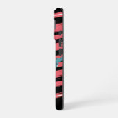 Rebellious Rock Star: Female Guitarist in Leather iPhone 16 Hülle (Linke Seite)