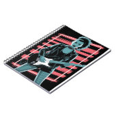 Rebellious Rock Star: Female Guitarist in Leather Notizblock (Linke Seite)